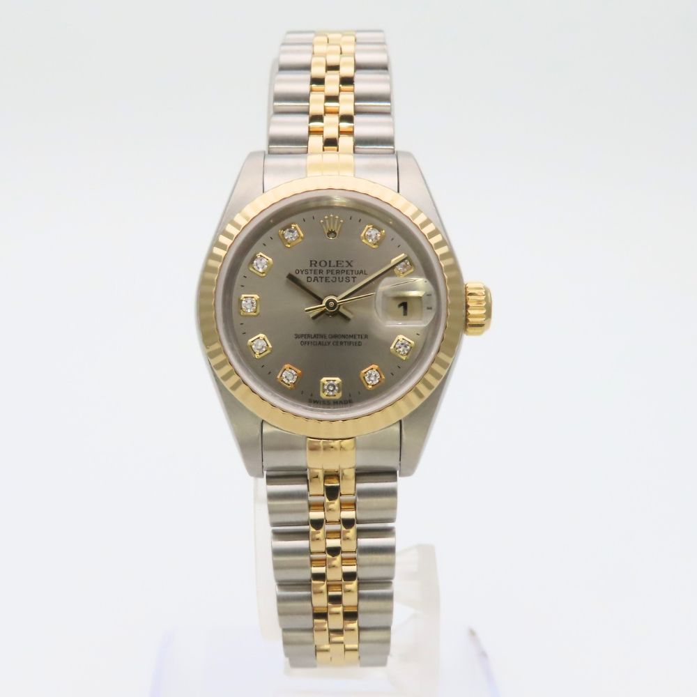 Rolex Watch Datejust Stainless Steel 18k Yellow Gold Diamond Silver Dial Gray — view 2