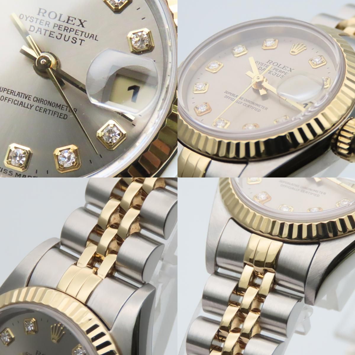 Rolex Watch Datejust Stainless Steel 18k Yellow Gold Diamond Silver Dial Gray — view 5
