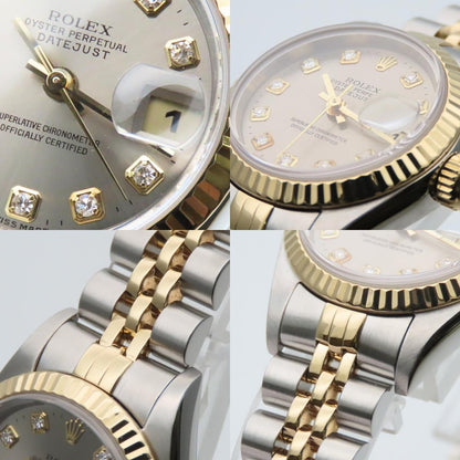 Rolex Watch Datejust Stainless Steel 18k Yellow Gold Diamond Silver Dial Gray — view 5
