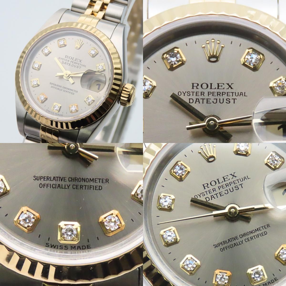 Rolex Watch Datejust Stainless Steel 18k Yellow Gold Diamond Silver Dial Gray — view 4