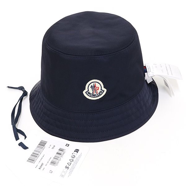 Moncler Bucket Hat Reversible Logo Patch Hat White Navy — view 2