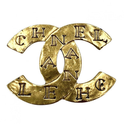 Chanel Brooch Logo CC Vintage Gold Plated