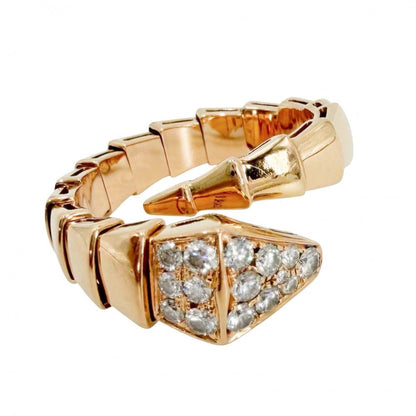 Bvlgari Ring Serpenti Viper XL 18k PG Gold Diamond