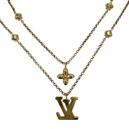 Louis Vuitton Necklace LV 2 Chain with Adjuster Star Line Stone Gold — view 2