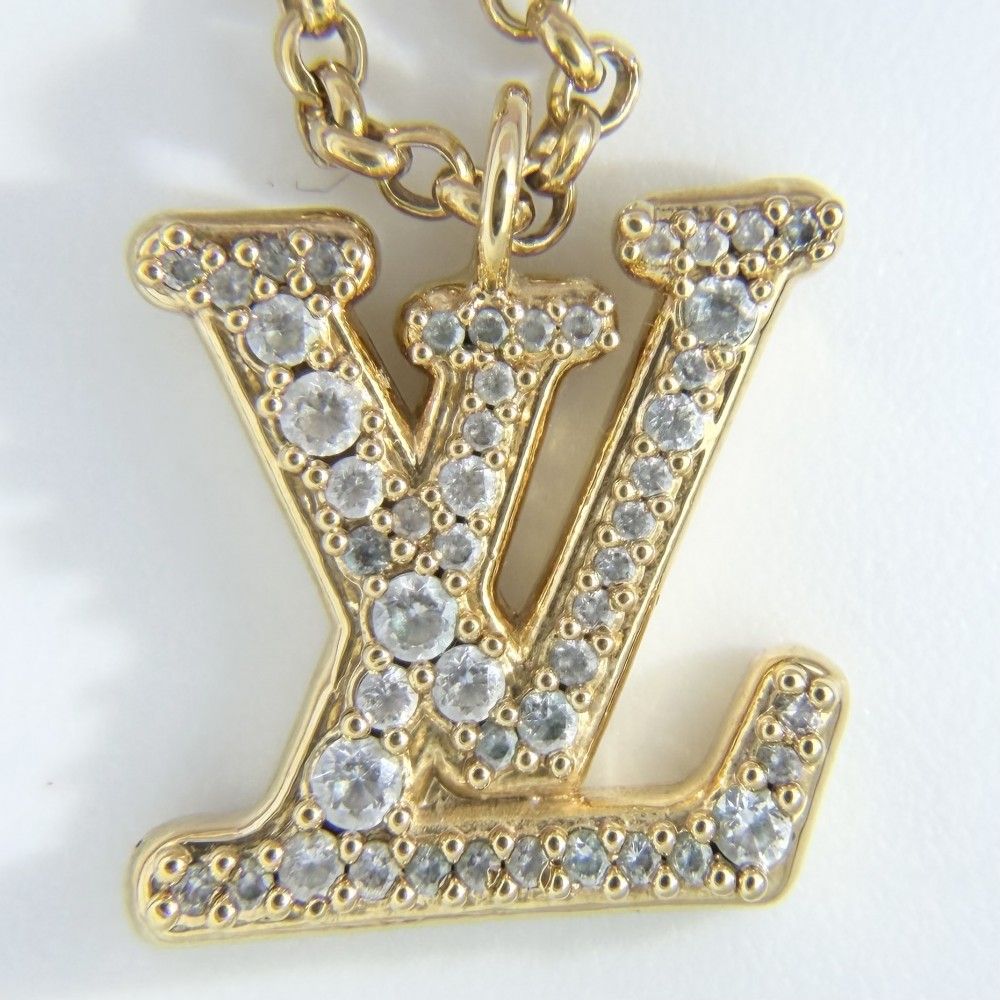 Louis Vuitton Necklace LV 2 Chain with Adjuster Star Line Stone Gold — view 6
