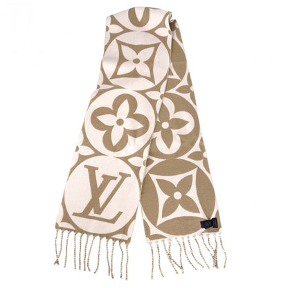 Louis Vuitton Scarf Flight Mode LV Medallion Wool Pink Beige Winter — view 2