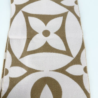 Louis Vuitton Scarf Flight Mode LV Medallion Wool Pink Beige Winter — view 5