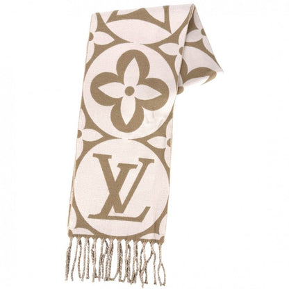 Louis Vuitton Scarf Flight Mode LV Medallion Wool Pink Beige Winter