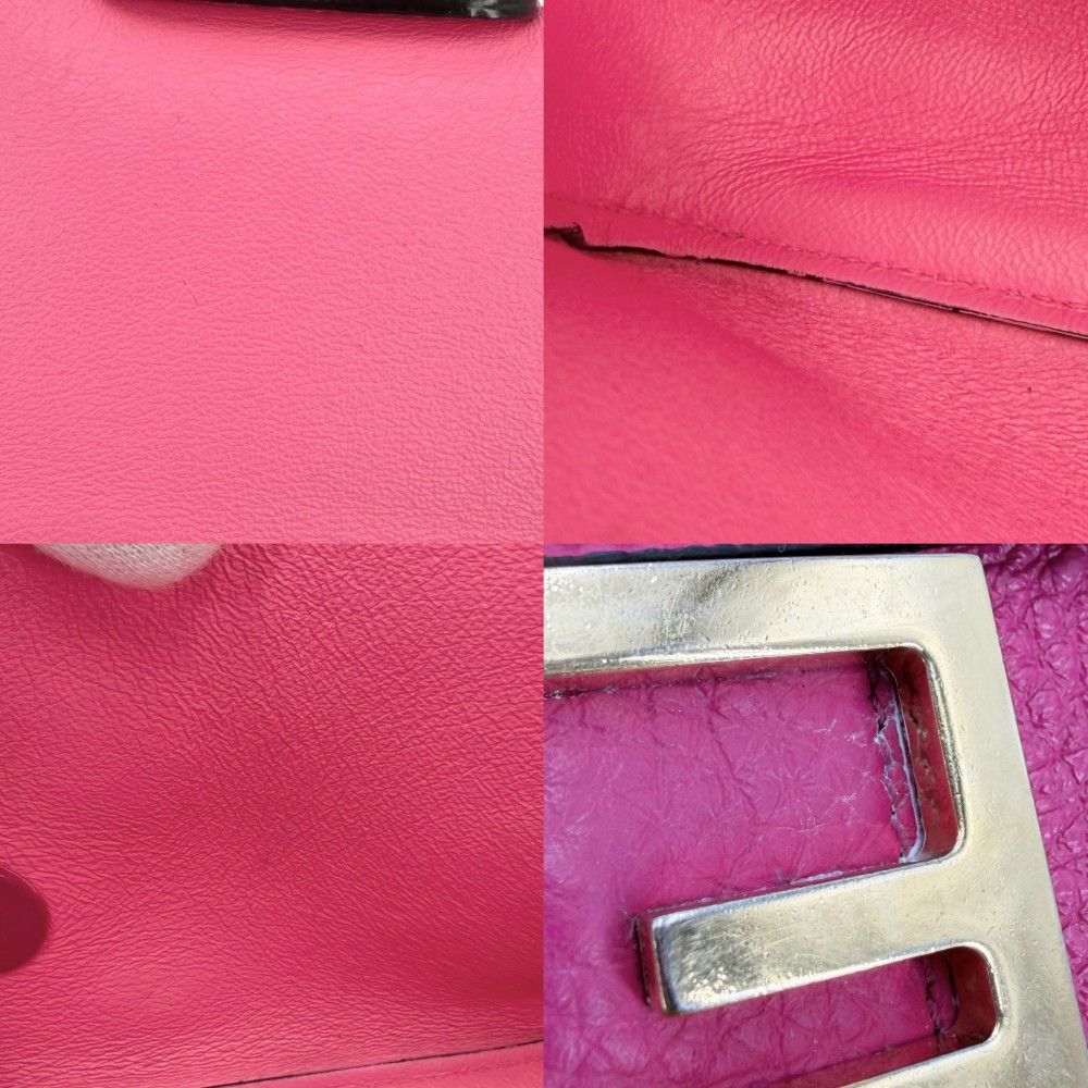 Fendi 2-Way Seller Baguette Small One Shoulder Bag Crossbody Leather Pink Gold — view 6