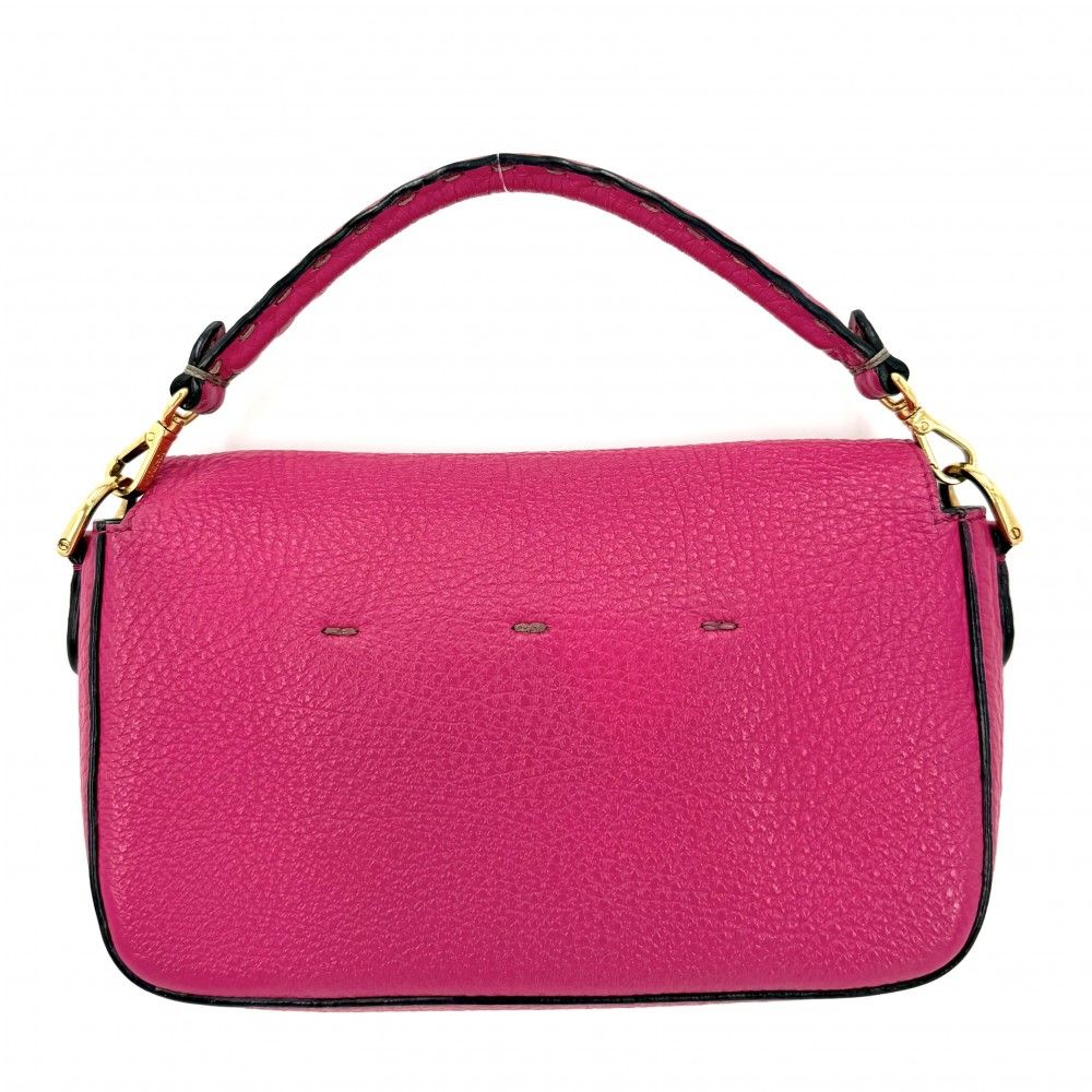 Fendi 2-Way Seller Baguette Small One Shoulder Bag Crossbody Leather Pink Gold — view 2