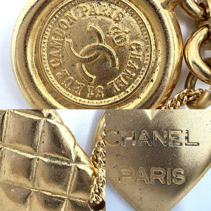 Chanel Brooch Icon CC Logo Clover Heart Quilted Vintage Gold Plated — view 6