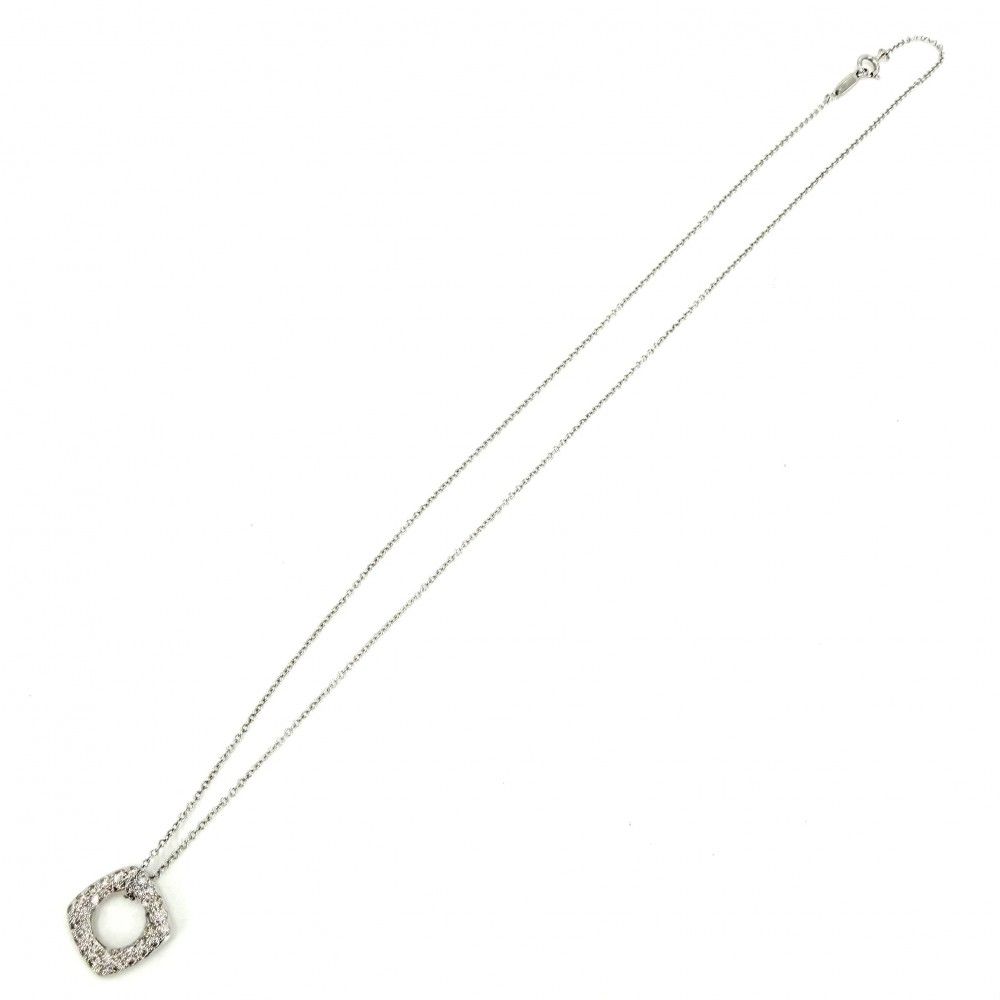Tiffany & Co Necklace Square Circle 18k WG White Gold Diamond — view 6