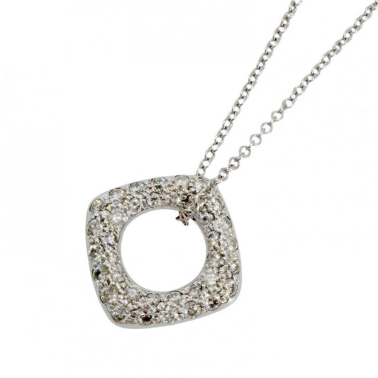 Tiffany & Co Necklace Square Circle 18k WG White Gold Diamond