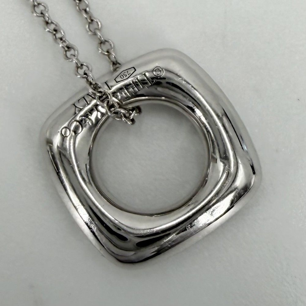 Tiffany & Co Necklace Square Circle 18k WG White Gold Diamond — view 7
