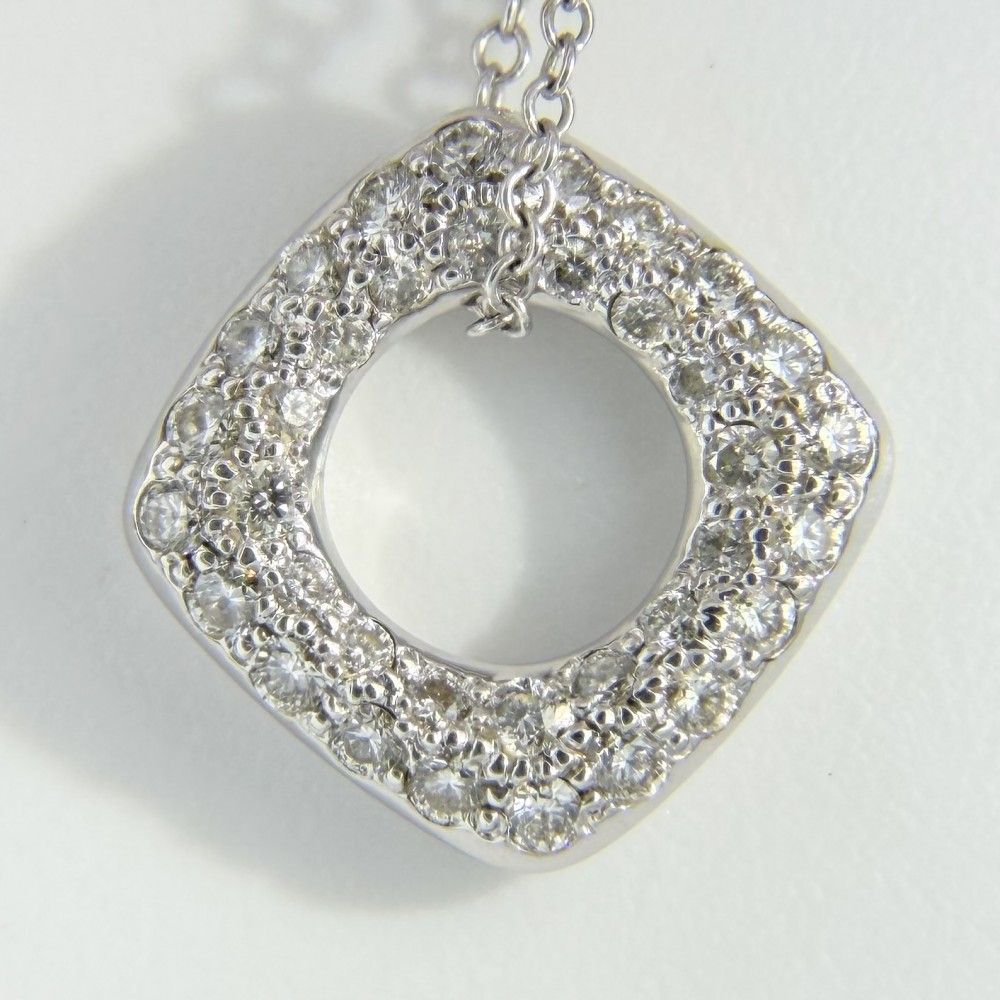 Tiffany & Co Necklace Square Circle 18k WG White Gold Diamond — view 4