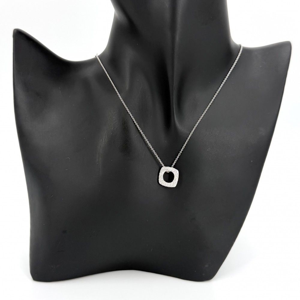 Tiffany & Co Necklace Square Circle 18k WG White Gold Diamond — view 3