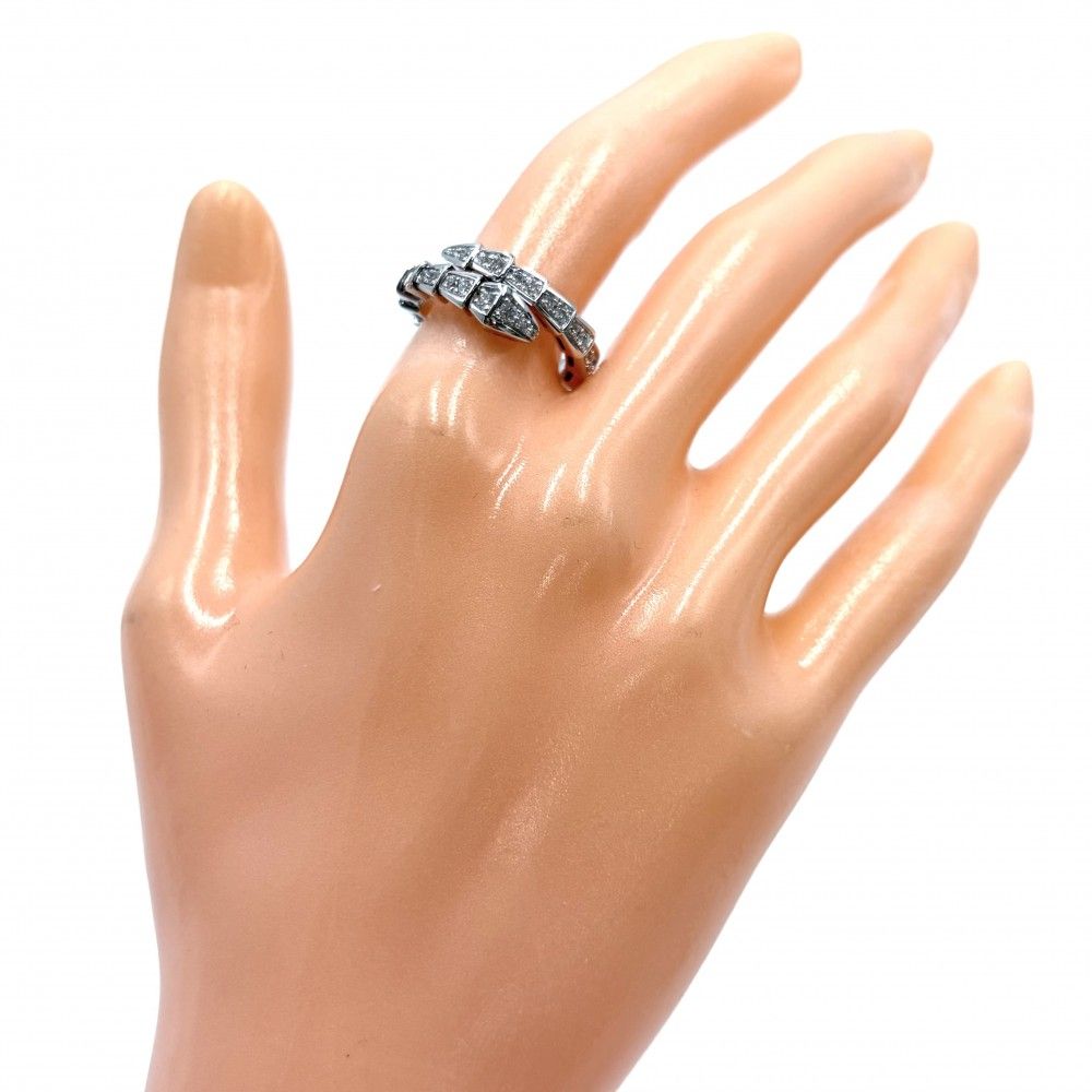 Bvlgari Ring Serpenti Viper Full Pave 18k White Gold Diamond Silver — view 2