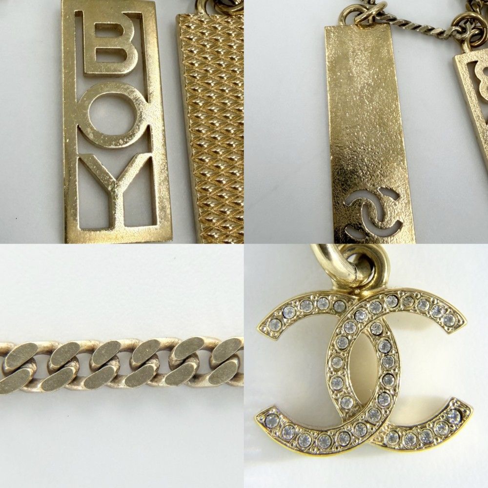 Chanel Necklace CC Logo Plate Adjustable Star Long Line Stone Gold — view 6