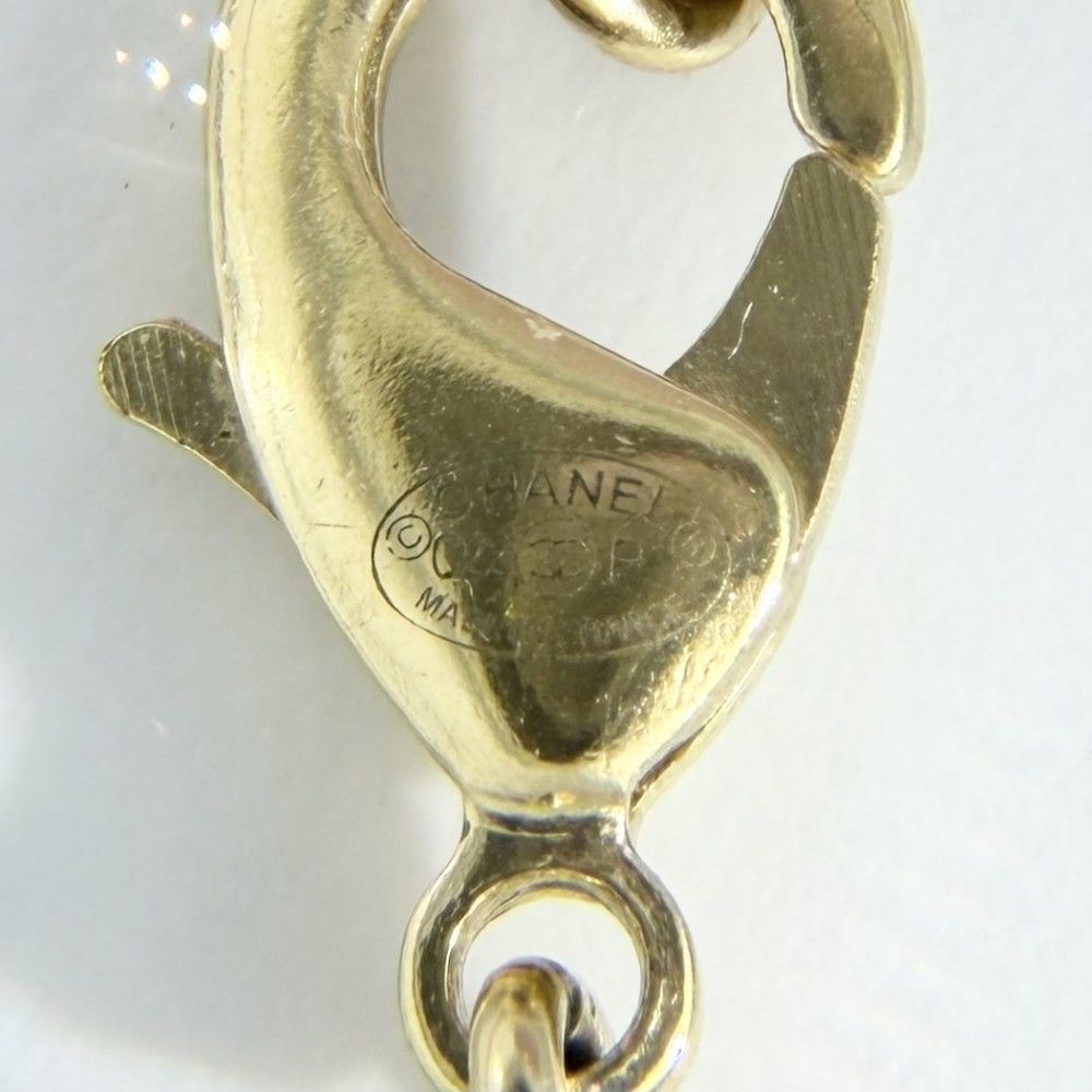 Chanel Necklace CC Logo Plate Adjustable Star Long Line Stone Gold — view 4