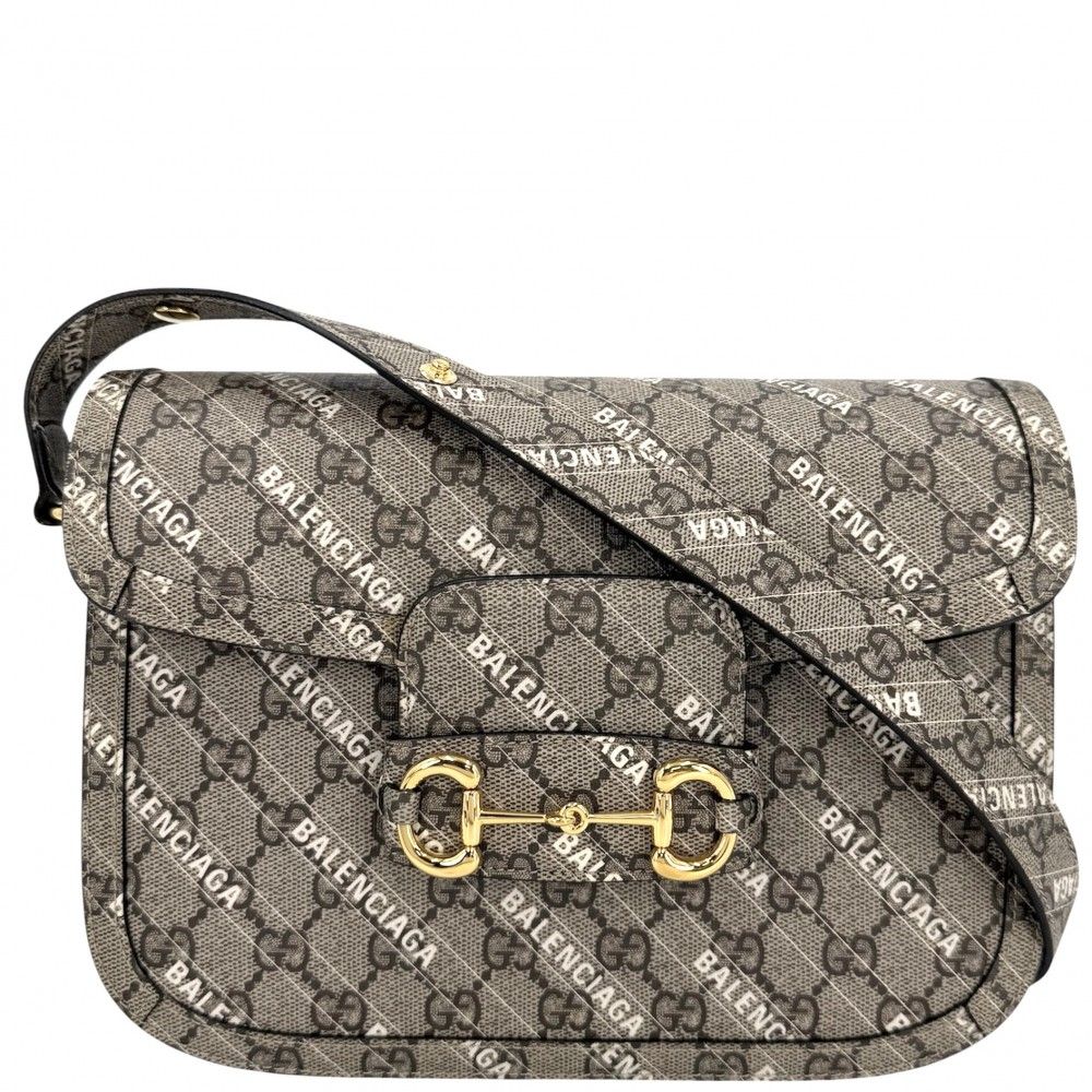 Gucci 2-Way Horsebit Collaboration Shoulder Crossbody GG Supreme Canvas Leather