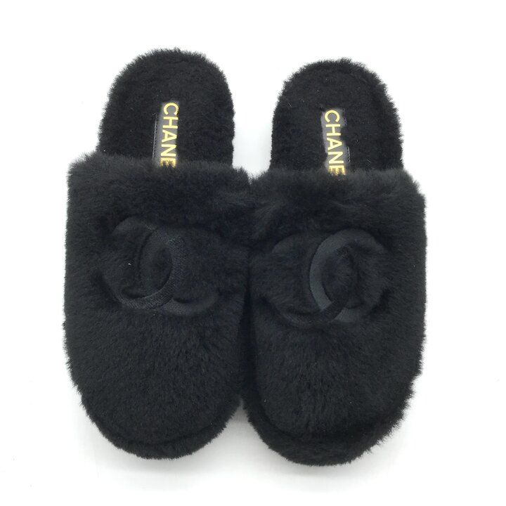 Chanel CC Logo Sandals Shu-z Shoes 36 C Pouch LadyBlack — view 2