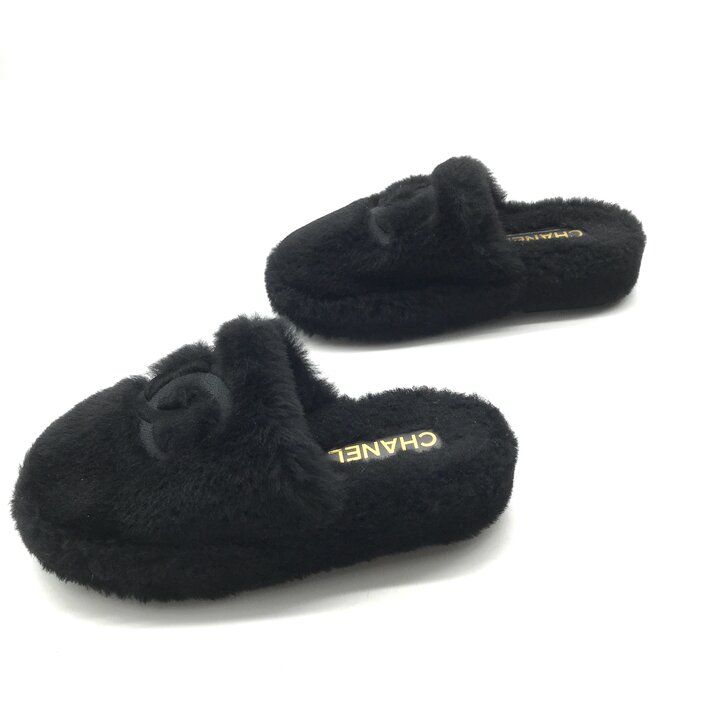 Chanel CC Logo Sandals Shu-z Shoes 36 C Pouch LadyBlack — view 4