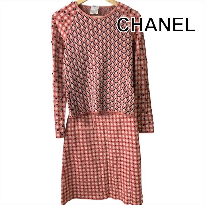 Chanel CC Logo 38 Cashmere z Knit Skirt LadyPink
