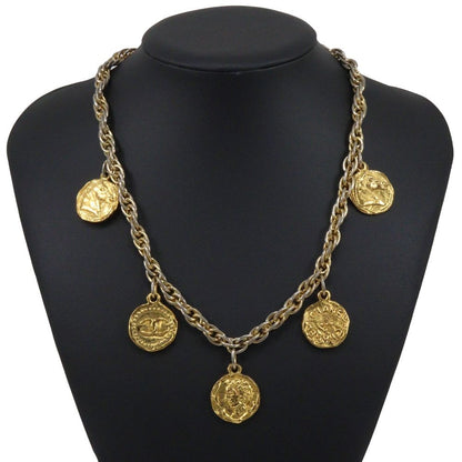 Chanel CC Logo Coin Charm Vintage Gold Plated Necklace — view 2