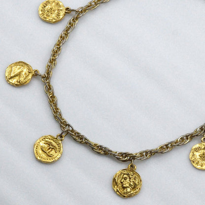 Chanel CC Logo Coin Charm Vintage Gold Plated Necklace — view 3