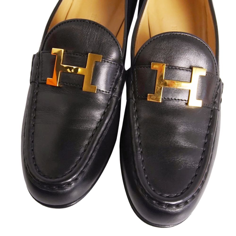Hermes Loafers Moccasins Logo Constance Leather — view 3
