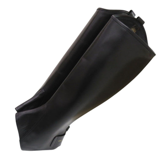 Dior Long Boots Cover 38 Gunmetal Leather Black Shoes