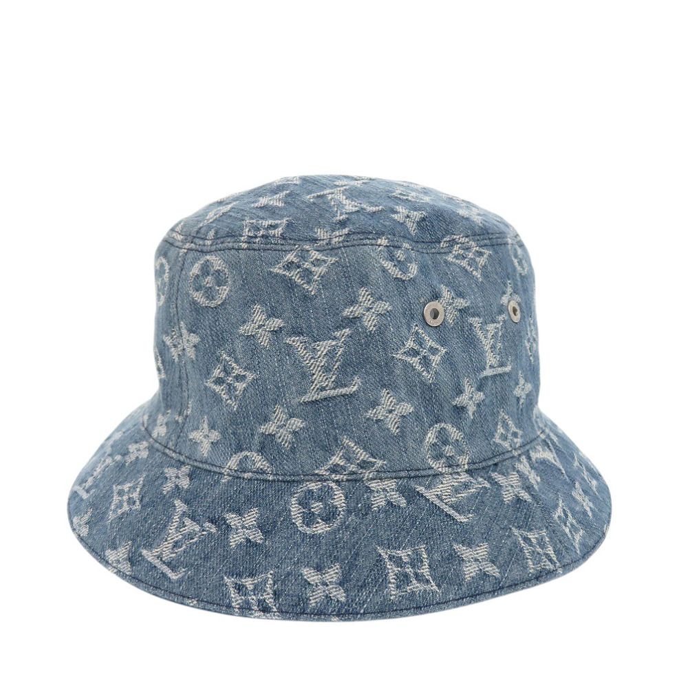 Louis Vuitton Bucket Hat Monogram Essential Reversible Cotton Blue Hat