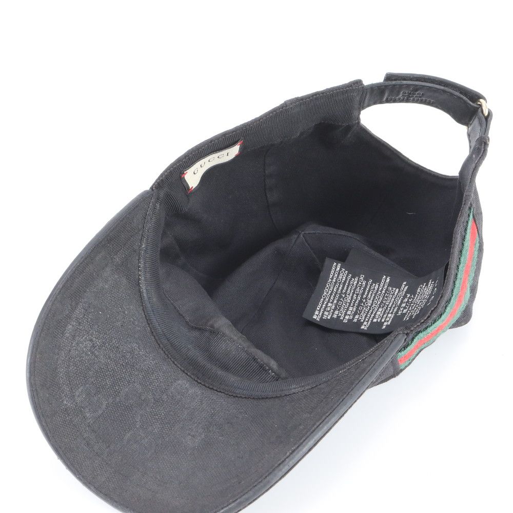 Gucci GG Canvas Sherry Line Baseball Cap Hat Black Ree — view 5