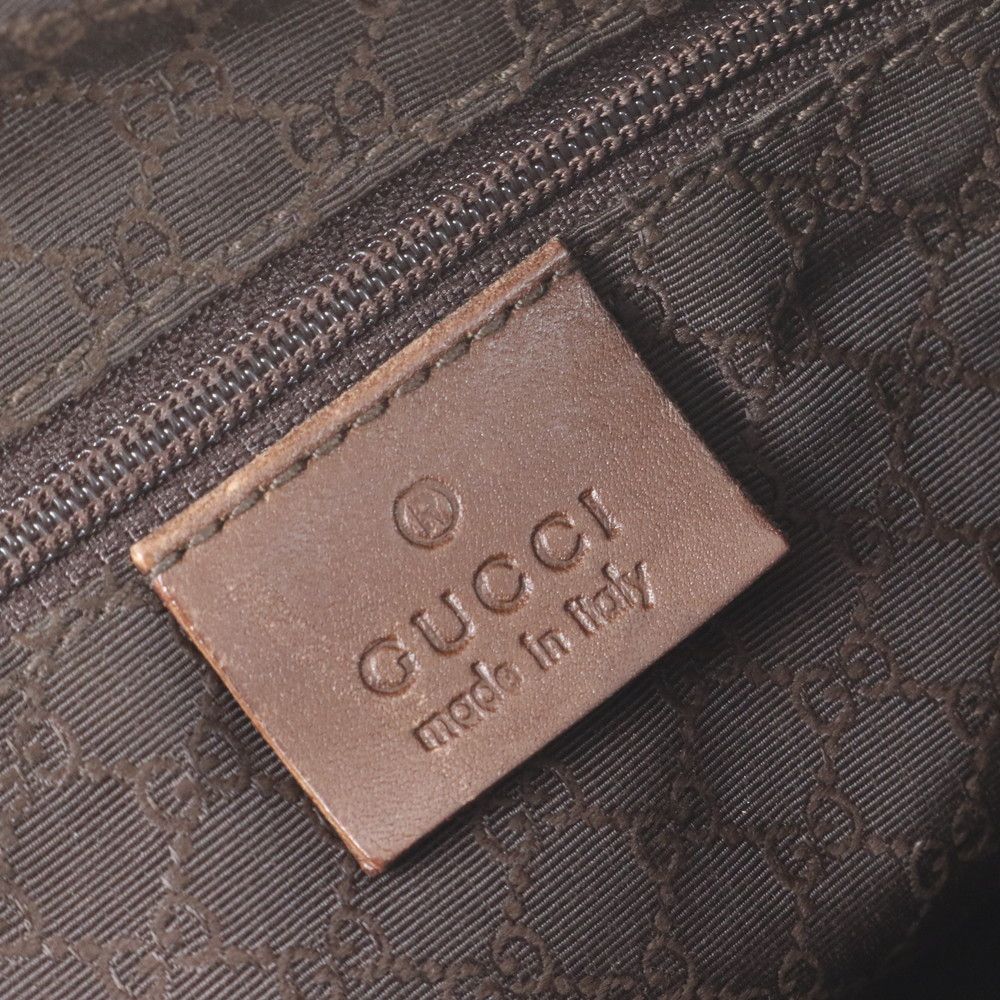 Gucci 000 Leather Handbag Tote Brown Mne — view 8