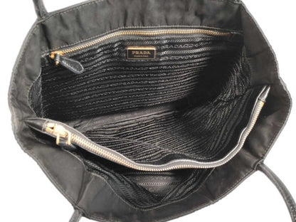 Prada Tote Triangle Logo Black Nylon Enamel Gold — view 9