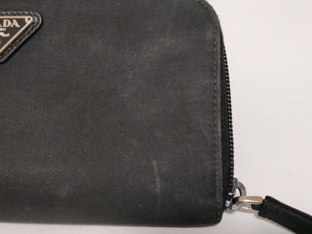 Prada Wallet Triangle Logo Black Nylon Silver — view 5