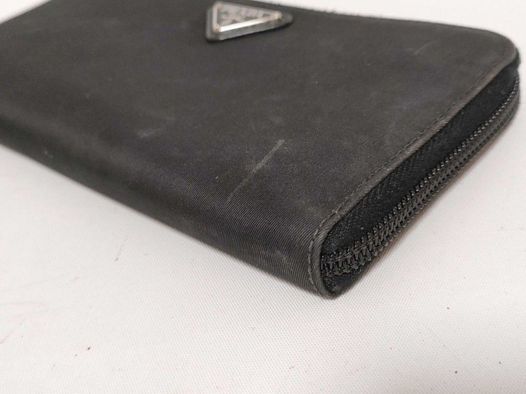 Prada Wallet Triangle Logo Black Nylon Silver — view 3
