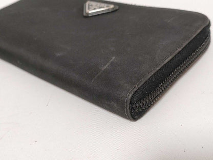 Prada Wallet Triangle Logo Black Nylon Silver — view 3