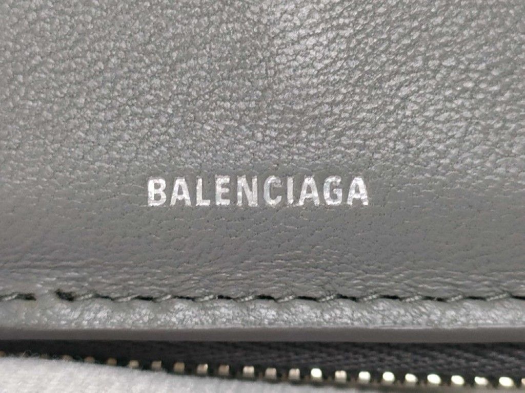 Balenciaga Trifold Wallet Envelope Gray Leather Compact Silver — view 9
