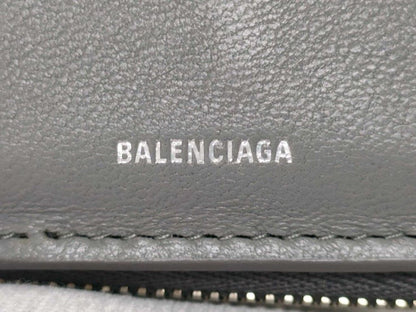 Balenciaga Trifold Wallet Envelope Gray Leather Compact Silver — view 9