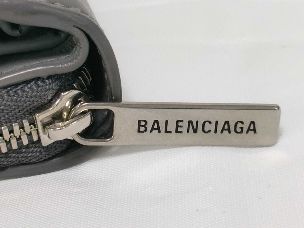 Balenciaga Trifold Wallet Envelope Gray Leather Compact Silver — view 5