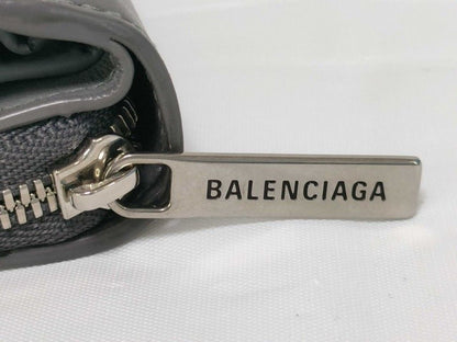 Balenciaga Trifold Wallet Envelope Gray Leather Compact Silver — view 5