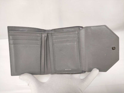 Balenciaga Trifold Wallet Envelope Gray Leather Compact Silver — view 6