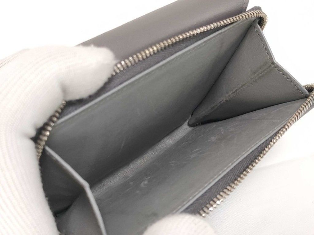 Balenciaga Trifold Wallet Envelope Gray Leather Compact Silver — view 8