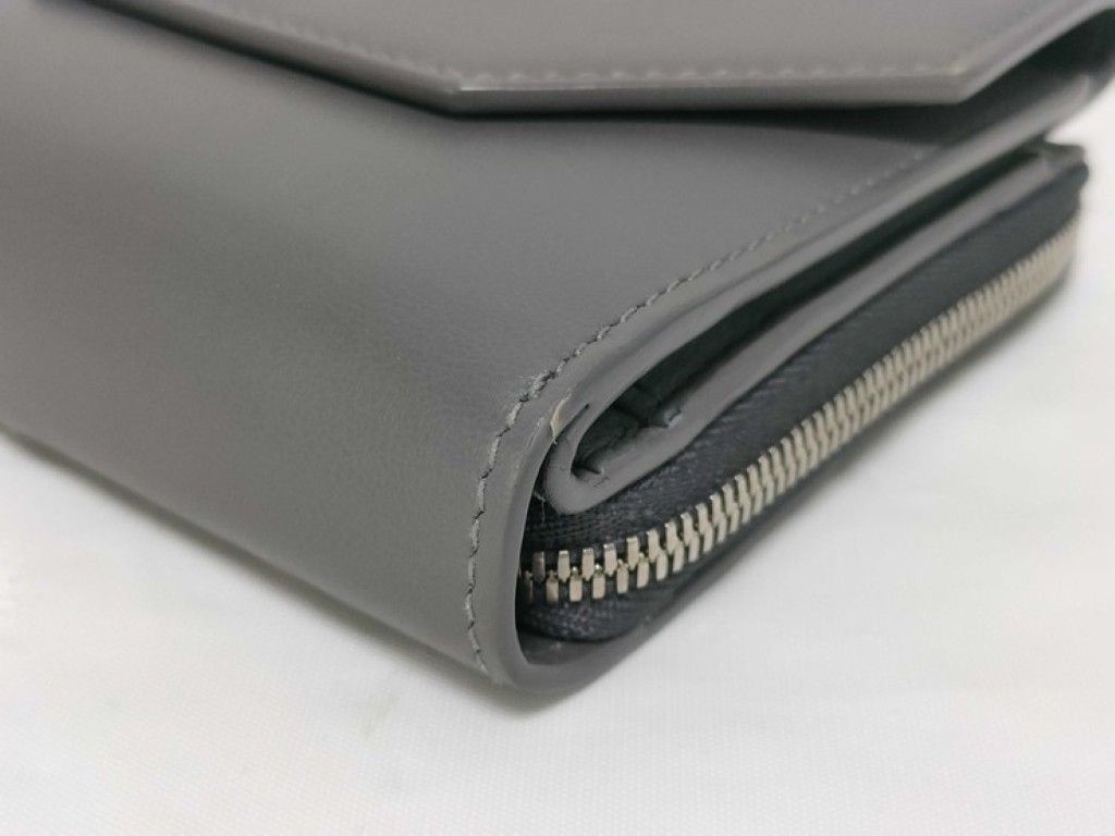 Balenciaga Trifold Wallet Envelope Gray Leather Compact Silver — view 4