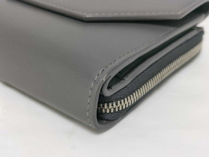 Balenciaga Trifold Wallet Envelope Gray Leather Compact Silver — view 4