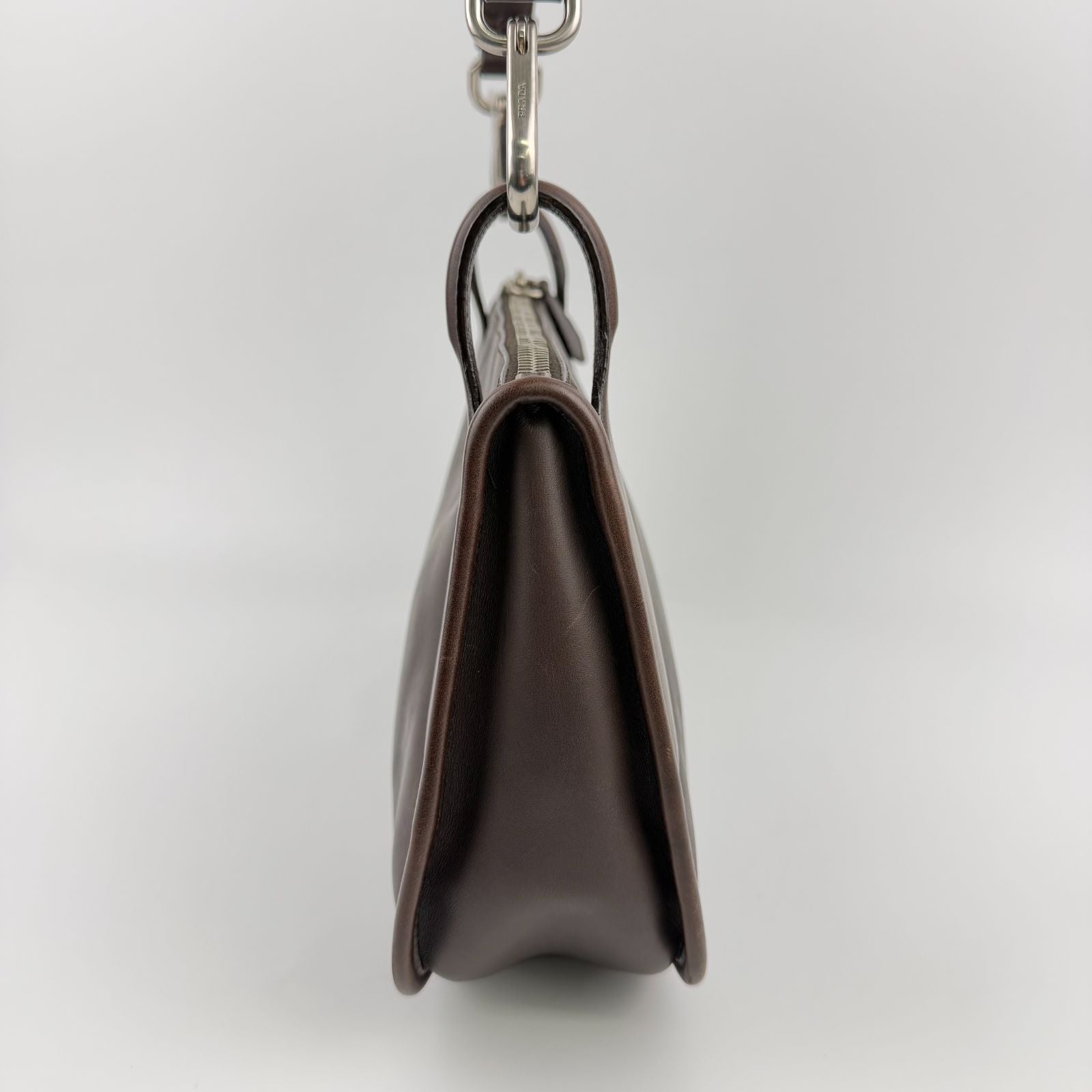 Prada Shoulder Bag Brown Leather Vintage — view 4
