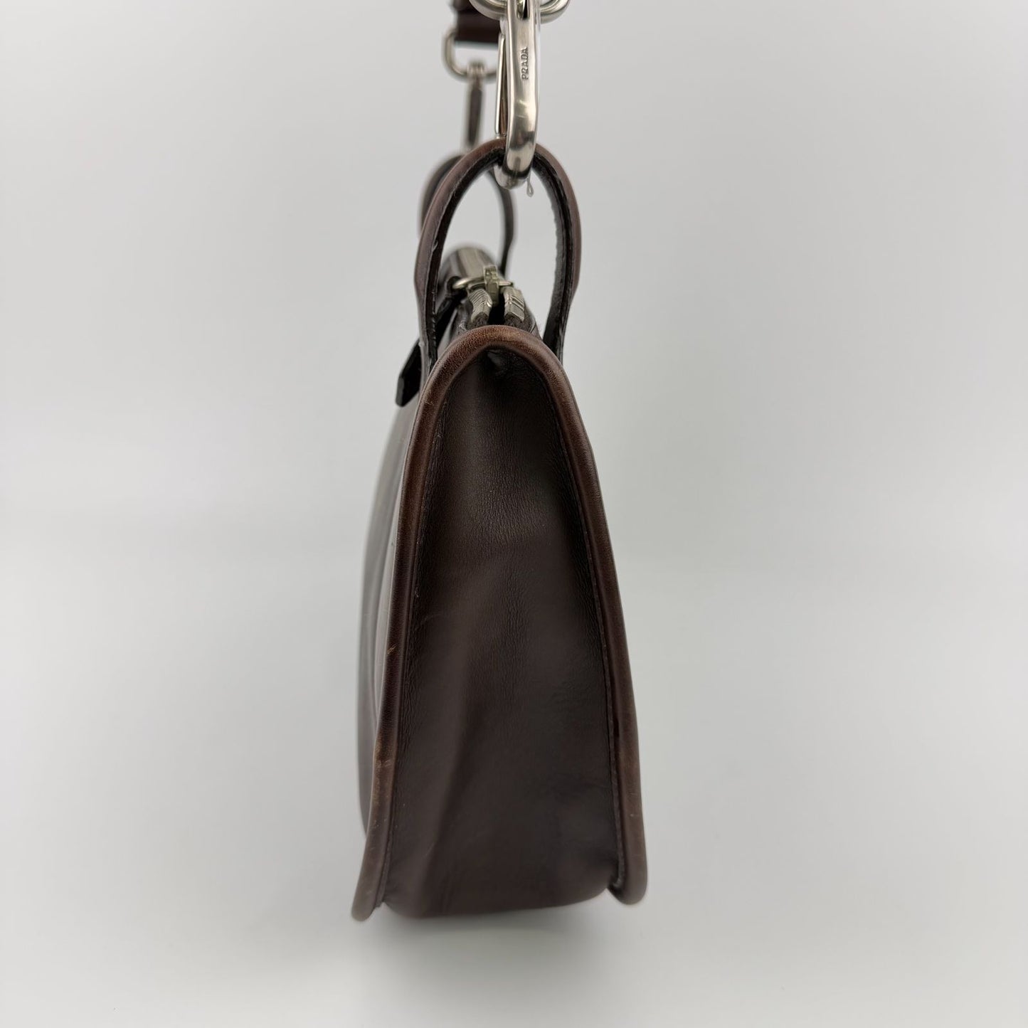 Prada Shoulder Bag Brown Leather Vintage — view 5