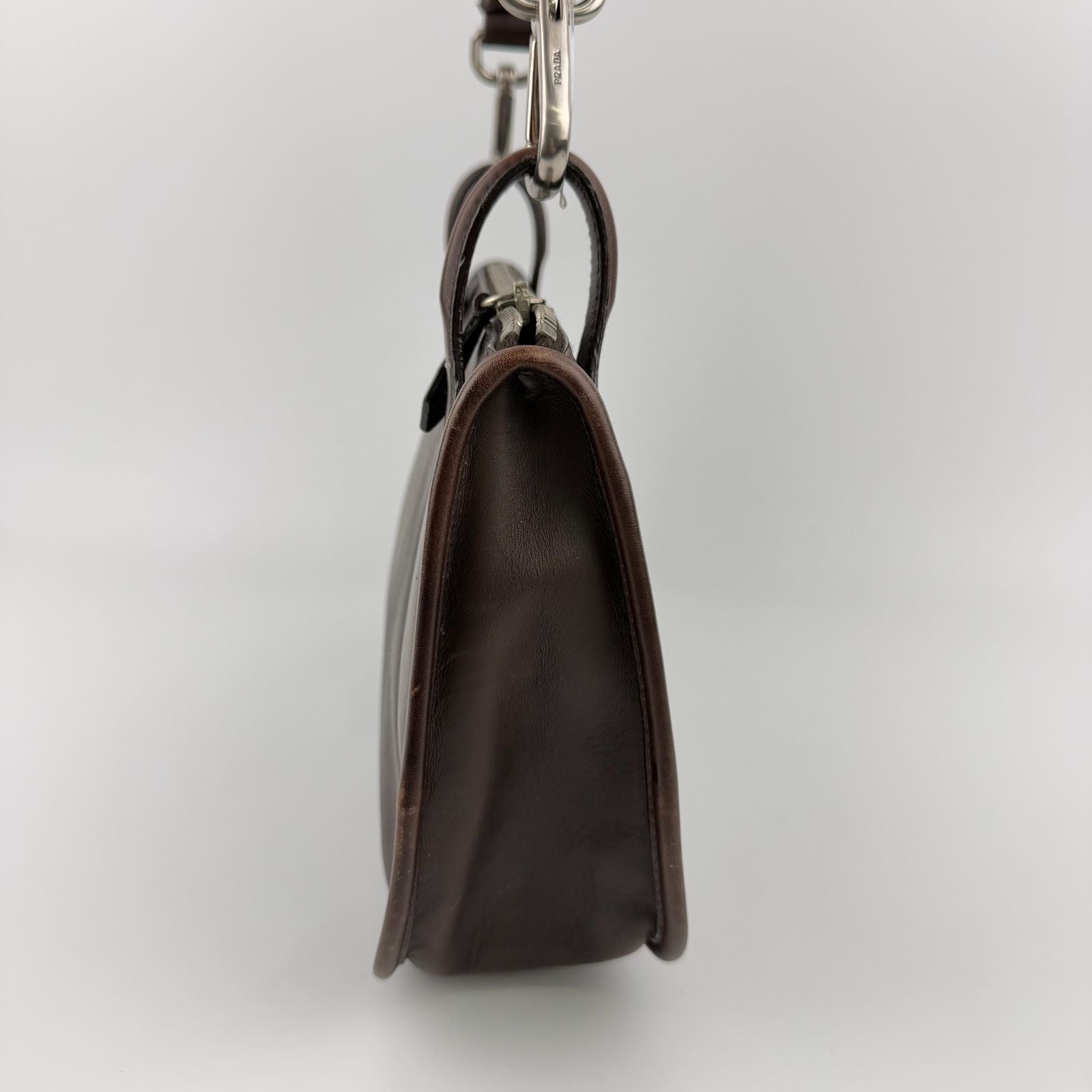 Prada Shoulder Bag Brown Leather Vintage — view 5