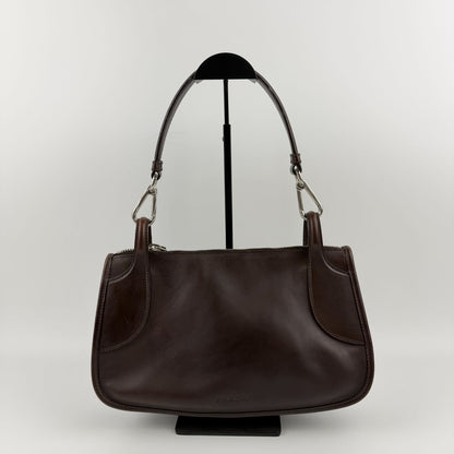 Prada Shoulder Bag Brown Leather Vintage — view 2